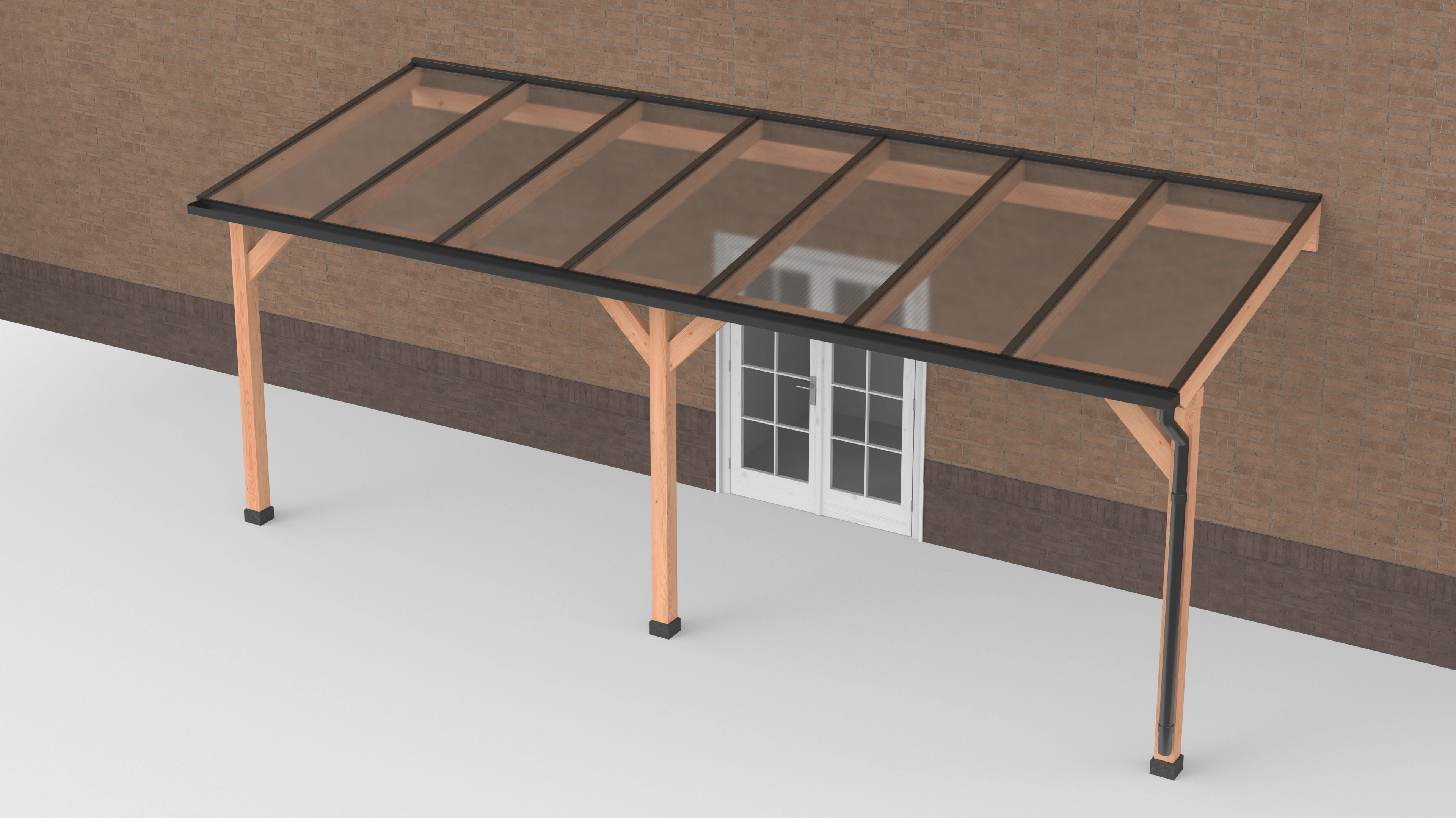 Douglas Terrasoverkapping Zwart Geschaafd Helder Polycarbonaat 700 x 250 cm - Afbeelding 1